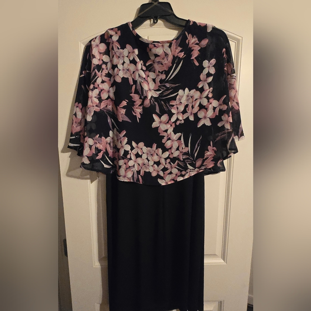 Floral Navy Blue and Pink Women's Dress